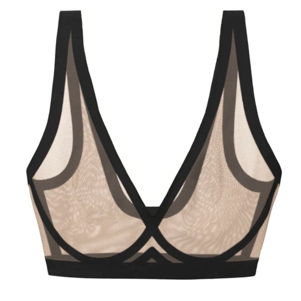 COPY - EBY by Sofia Vergara Seamless Sheer Mesh Bralette Bra Margaux Medium M